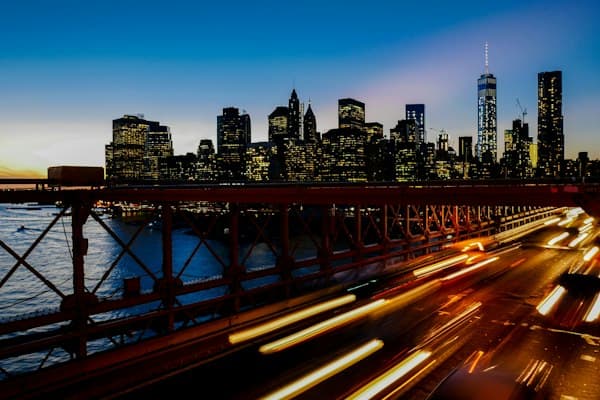 Light trails of traffic at night